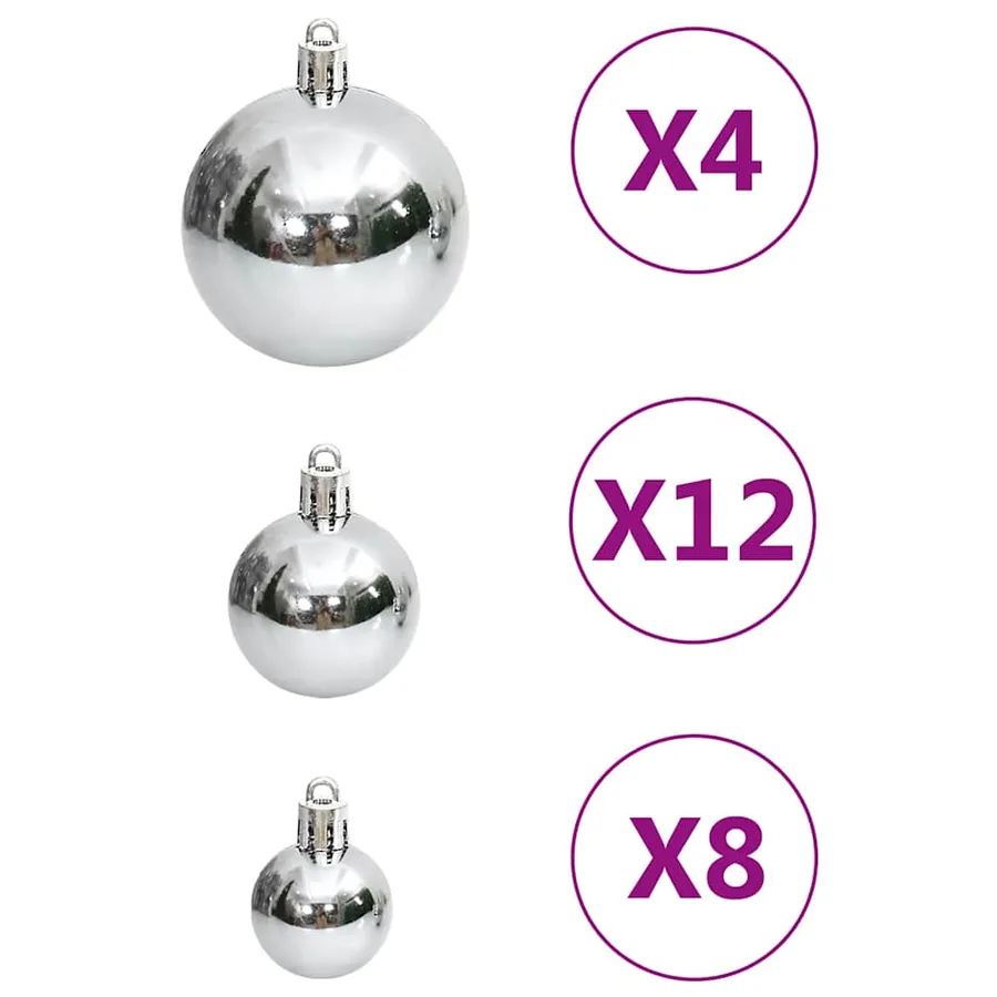 Ensemble de boules de Noël 111 pièces argenté polystyrène - 6