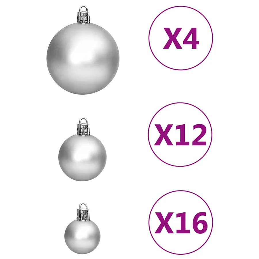 Ensemble de boules de Noël 111 pièces argenté polystyrène - 7