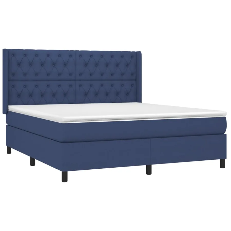 Sommier à lattes de lit matelas et LED Bleu 160x200 cm Tissu - 4
