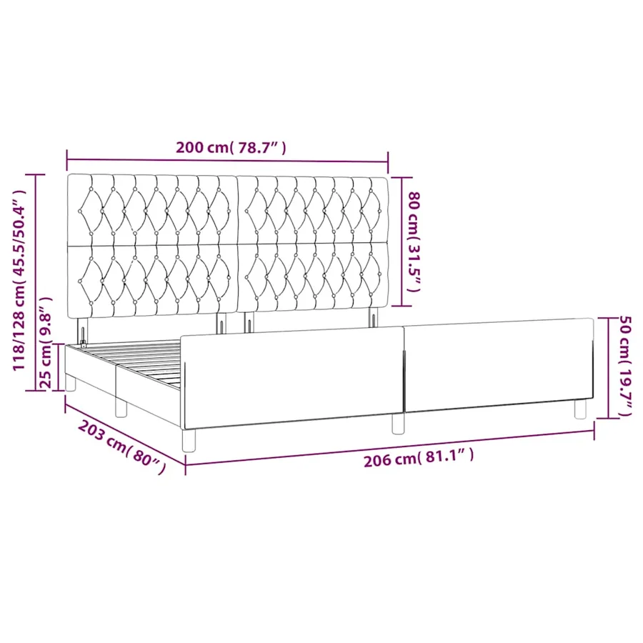 Cadre de lit sans matelas vert foncé 200x200 cm velours - 12