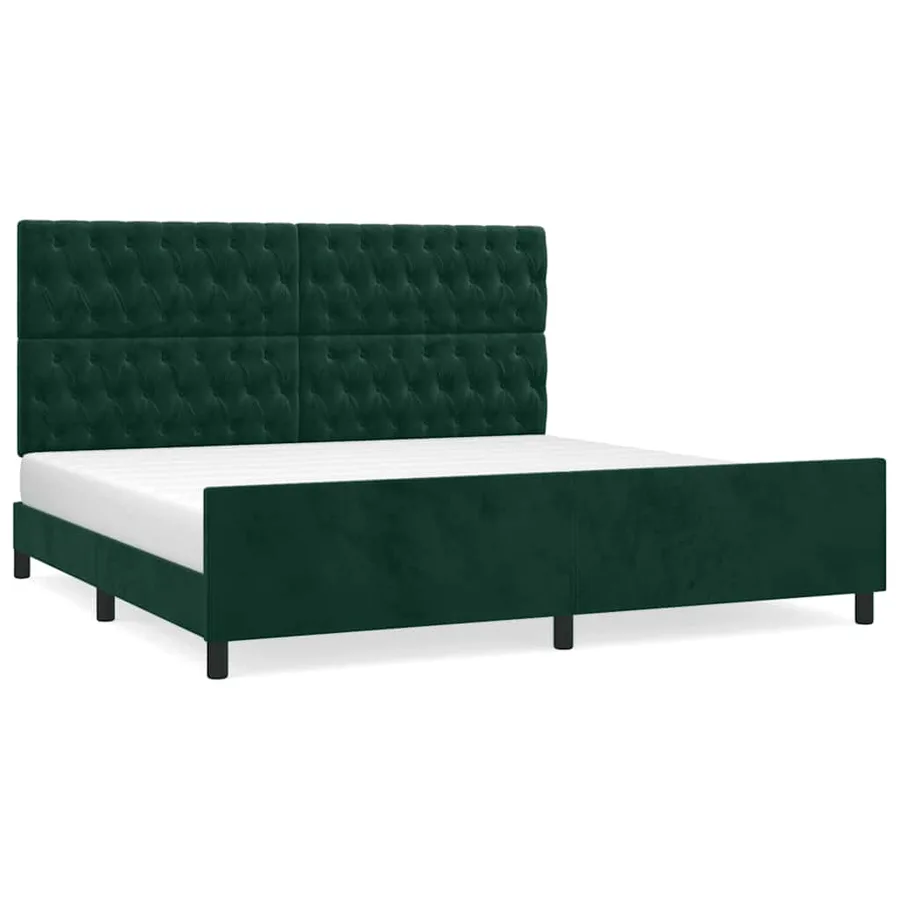 Cadre de lit sans matelas vert foncé 200x200 cm velours - 2