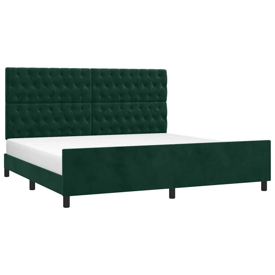 Cadre de lit sans matelas vert foncé 200x200 cm velours - 3