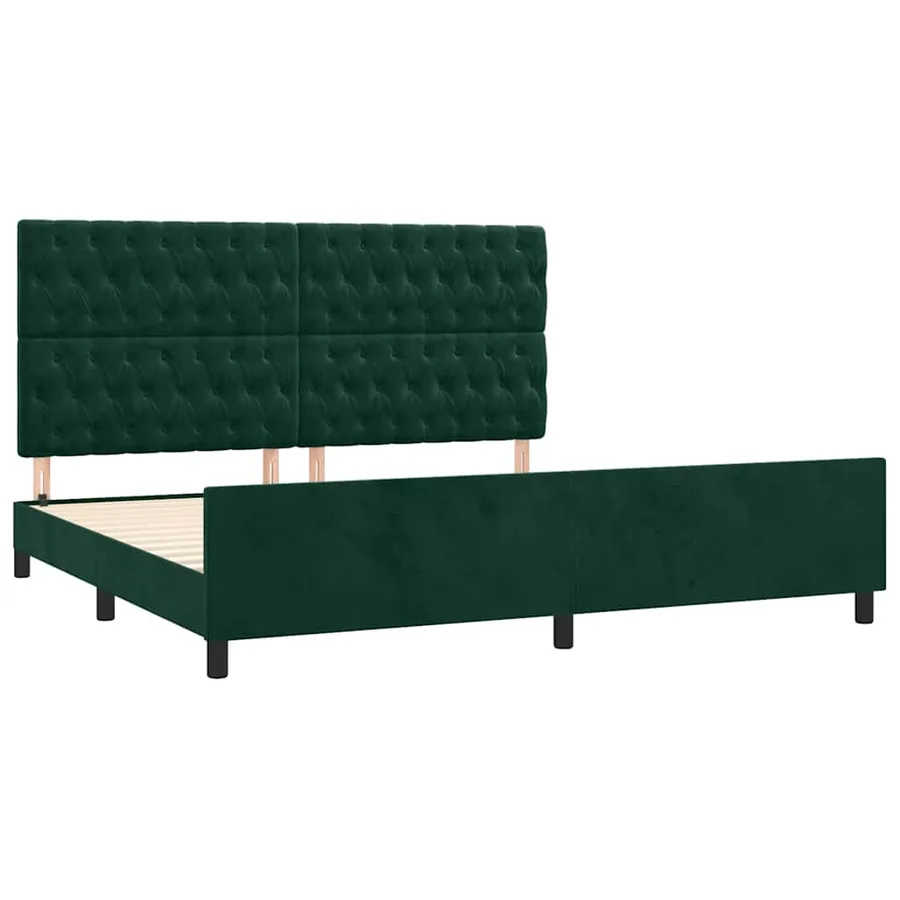 Cadre de lit sans matelas vert foncé 200x200 cm velours - 4