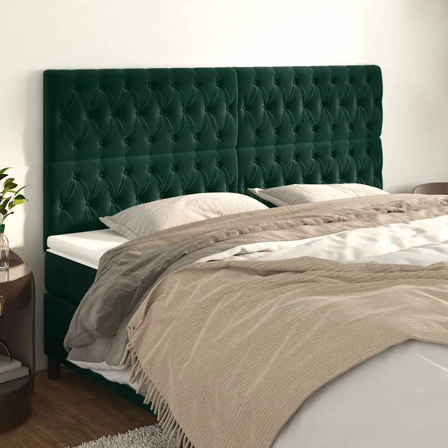 Tête de lit Vert foncé 200x7x118/128 cm Velours