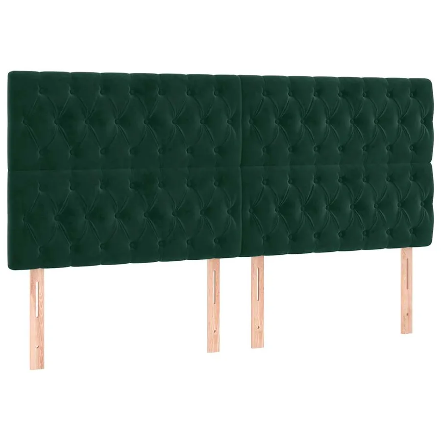 Tête de lit Vert foncé 200x7x118/128 cm Velours - 2