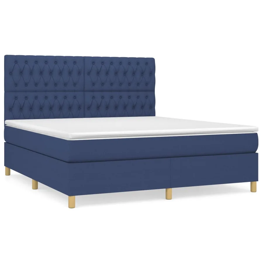 Sommier à lattes de lit avec matelas Bleu 180x200 cm Tissu - 2