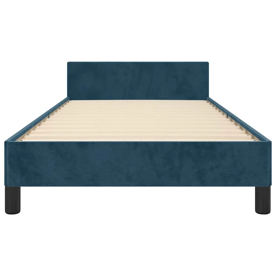 Cadre de lit sans matelas bleu foncé 90x190 cm velours - 6