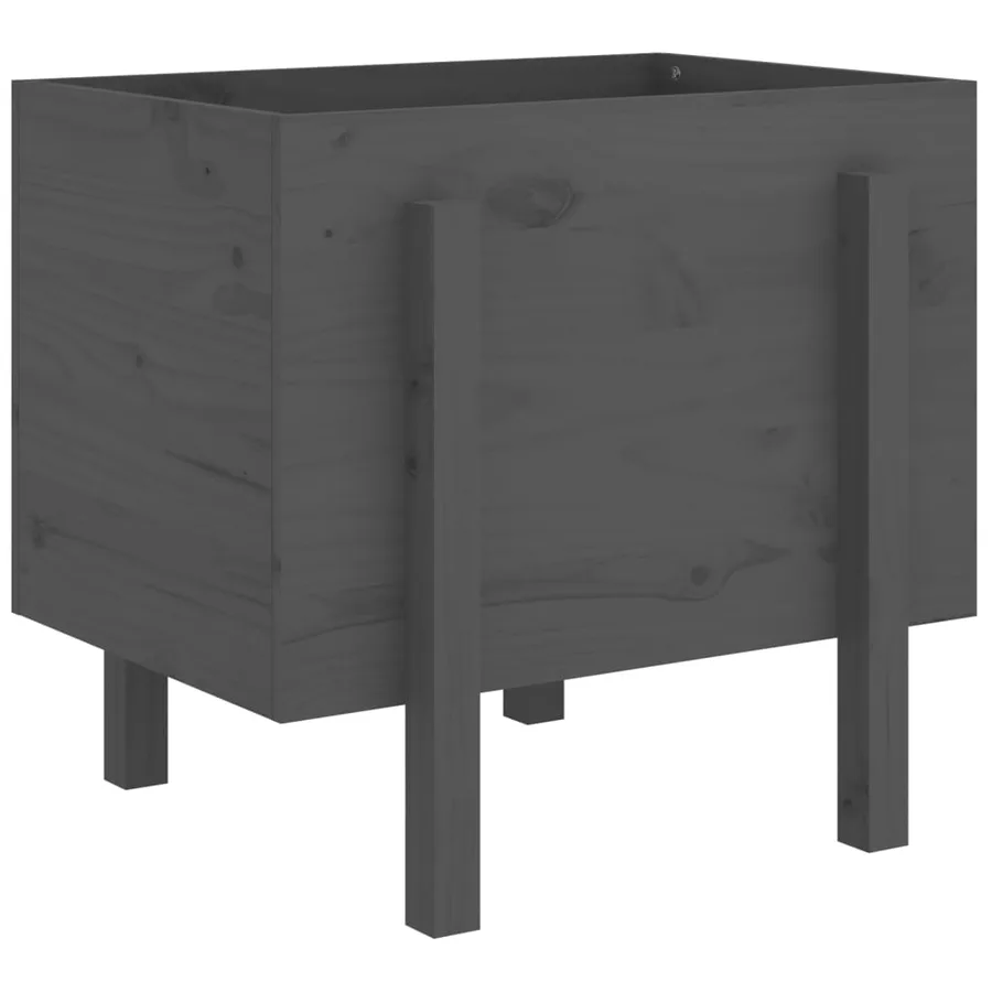 Jardinière gris 62x50x57 cm bois massif de pin - 2