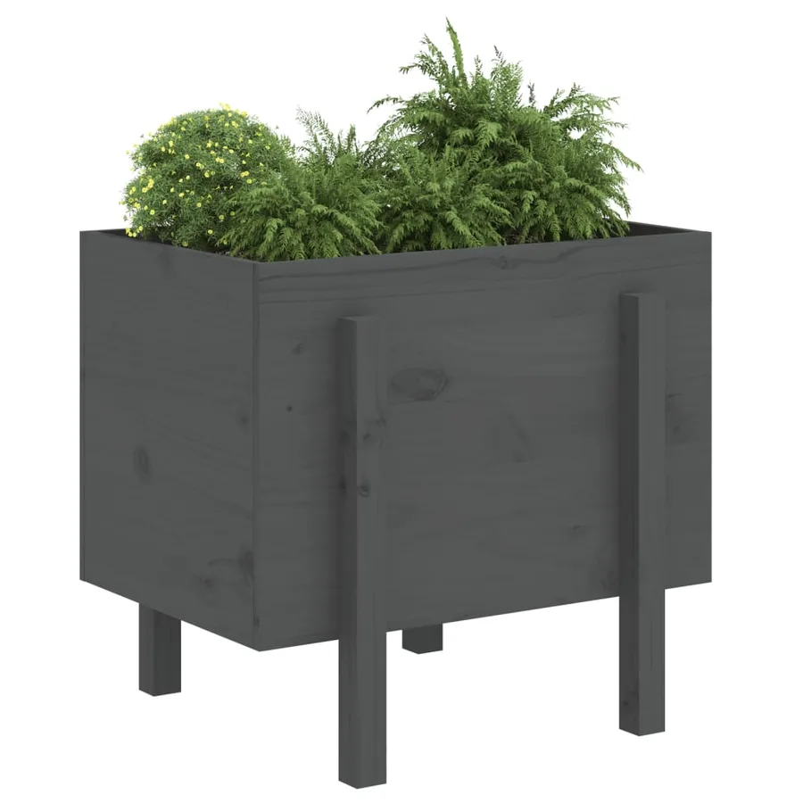 Jardinière gris 62x50x57 cm bois massif de pin - 3
