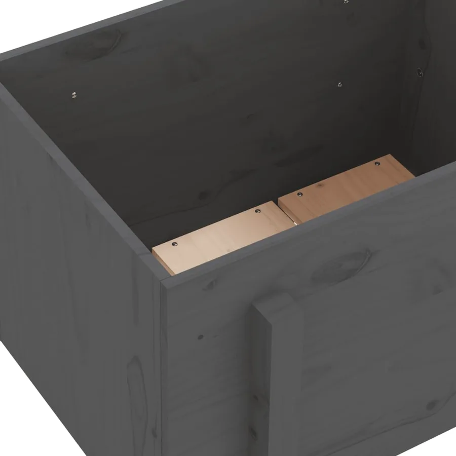 Jardinière gris 62x50x57 cm bois massif de pin - 7