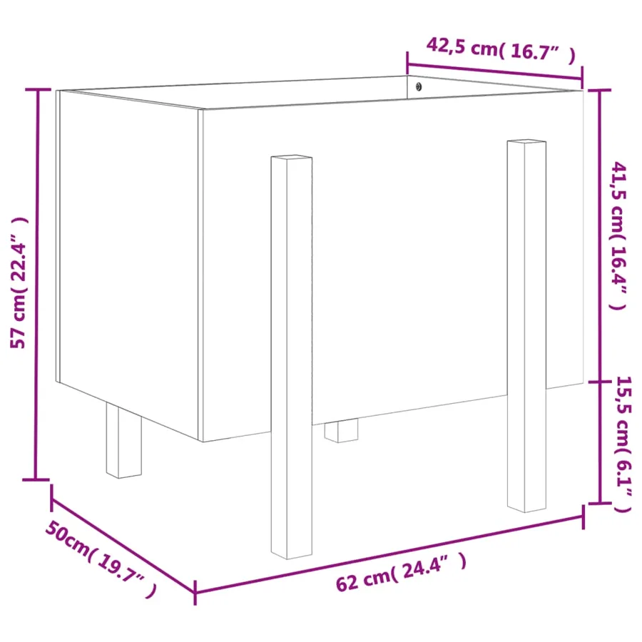 Jardinière gris 62x50x57 cm bois massif de pin - 9