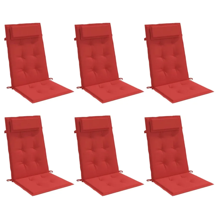 Coussins de chaise à dossier haut lot de 6 rouge tissu oxford - 3