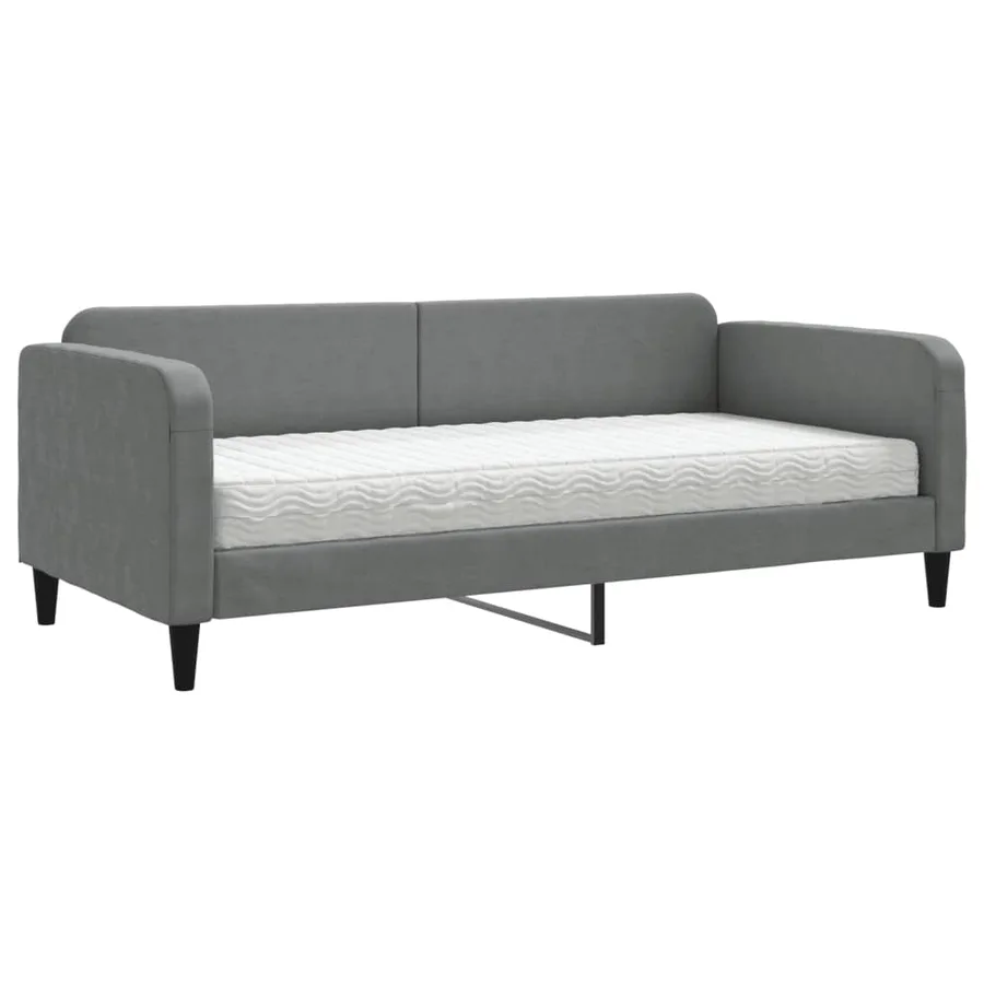 Lit de jour avec matelas gris foncé 90x190 cm tissu - 2