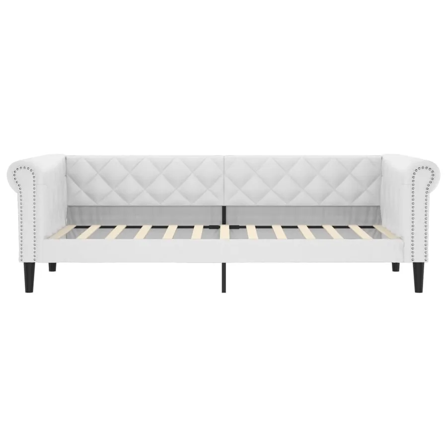 Lit de jour sans matelas blanc 90x200 cm similicuir - 3