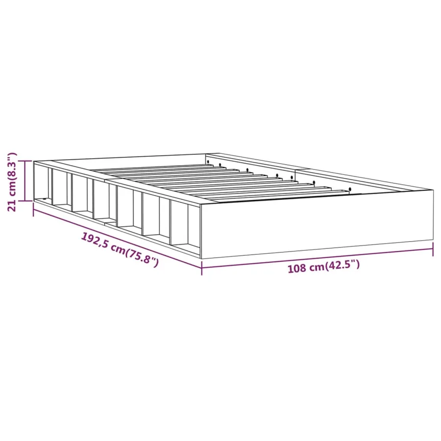 Cadre de lit sans matelas 90x190 cm bois massif - 8