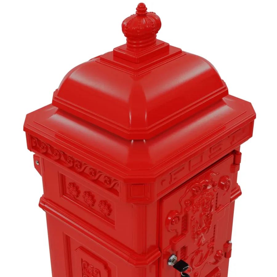 Boîte aux lettres à pilier Aluminium Vintage antirouille Rouge - 10