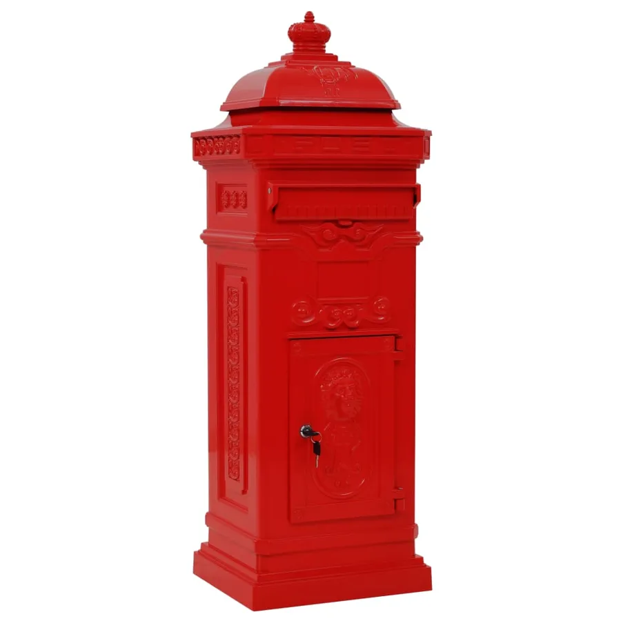 Boîte aux lettres à pilier Aluminium Vintage antirouille Rouge - 2