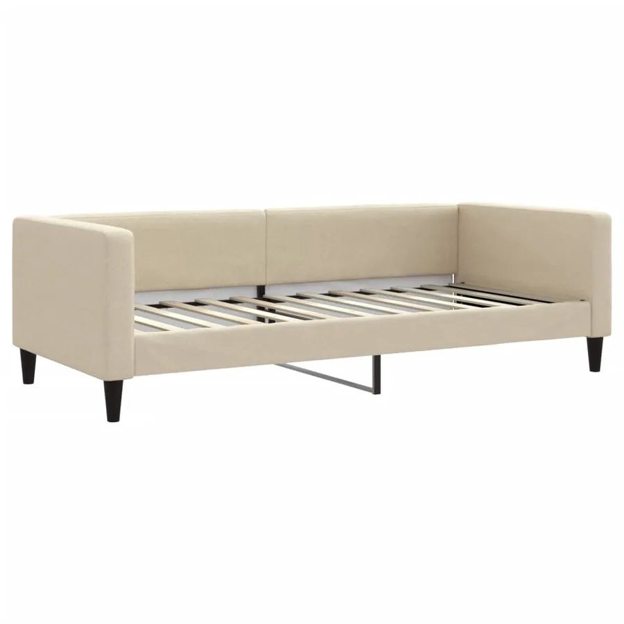 Lit de jour avec matelas crème 90x200 cm tissu - 3