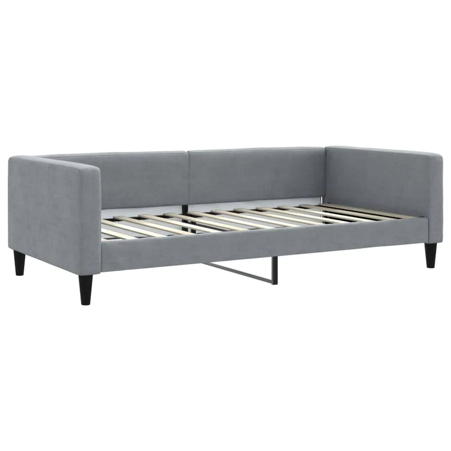 Lit de jour avec gigogne et matelas gris clair 100x200 cm tissu - 4