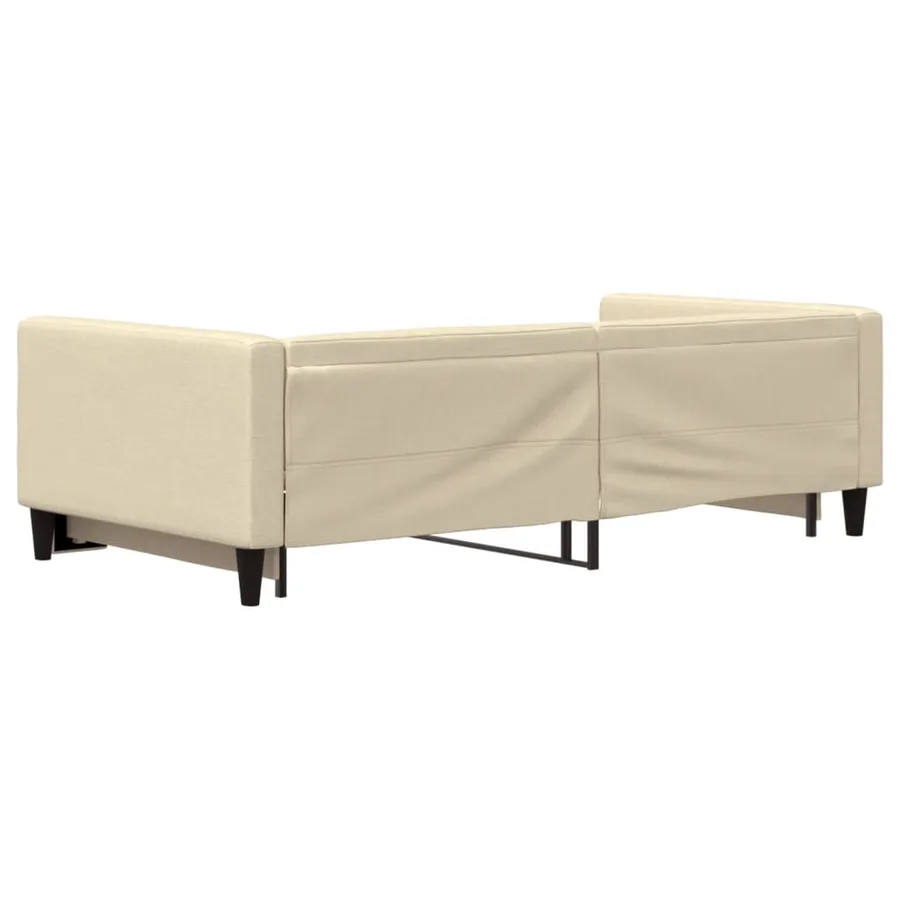 Lit de jour avec lit gigogne crème 100x200 cm tissu - 5
