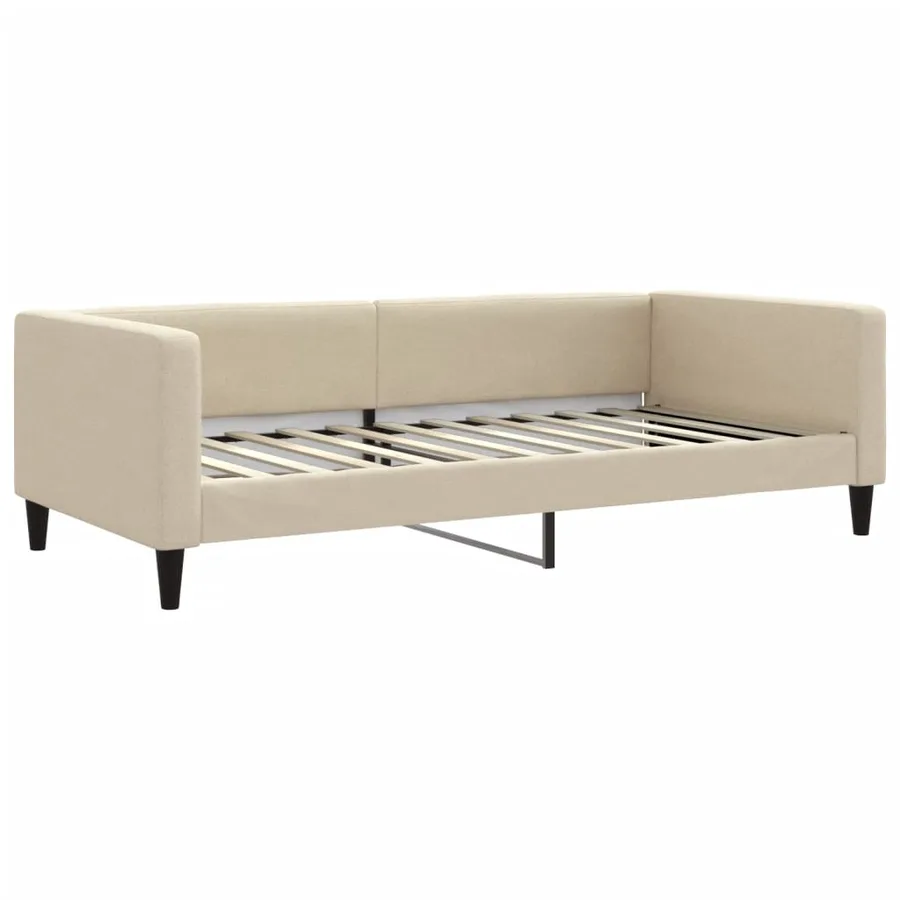 Lit de jour avec lit gigogne crème 100x200 cm tissu - 6