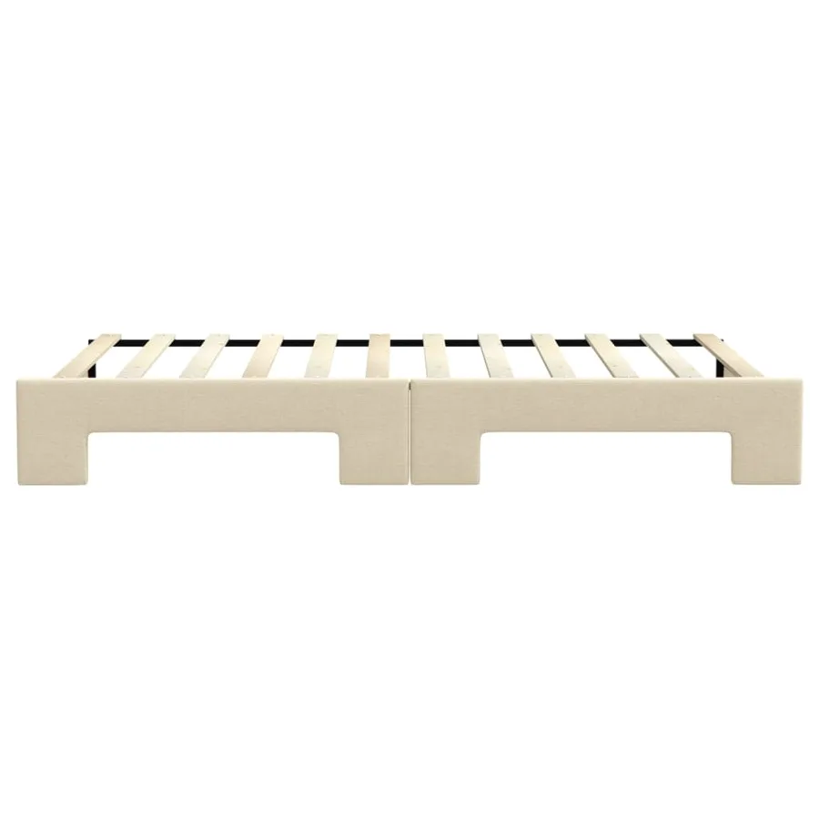 Lit de jour avec lit gigogne crème 100x200 cm tissu - 9