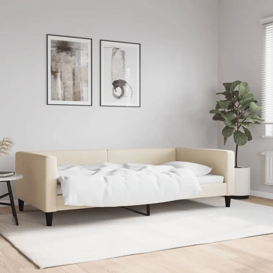 Lit de repos crème 100x200 cm tissu