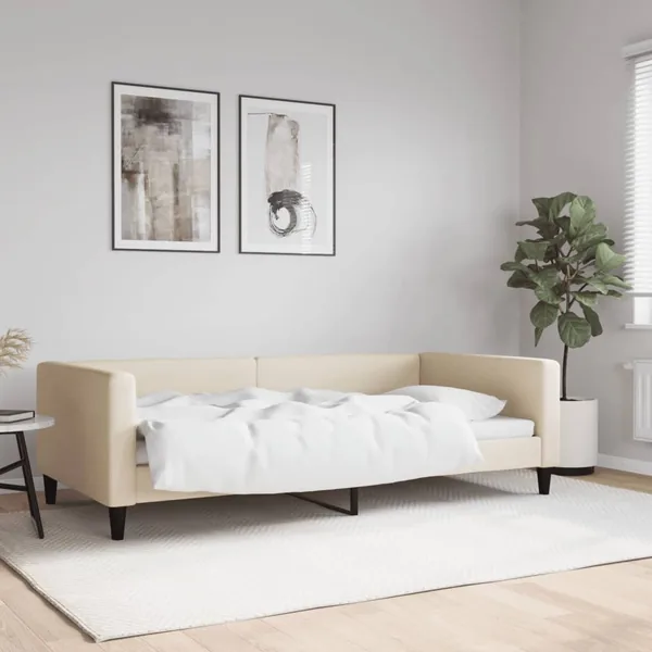 Lit de repos crème 100x200 cm tissu