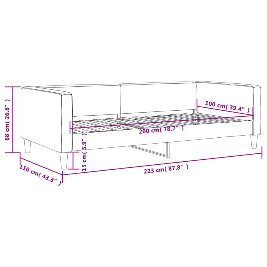 Lit de repos crème 100x200 cm tissu - 8