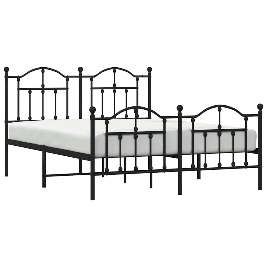 Cadre de lit métal sans matelas avec pied de lit noir 140x190cm - 4