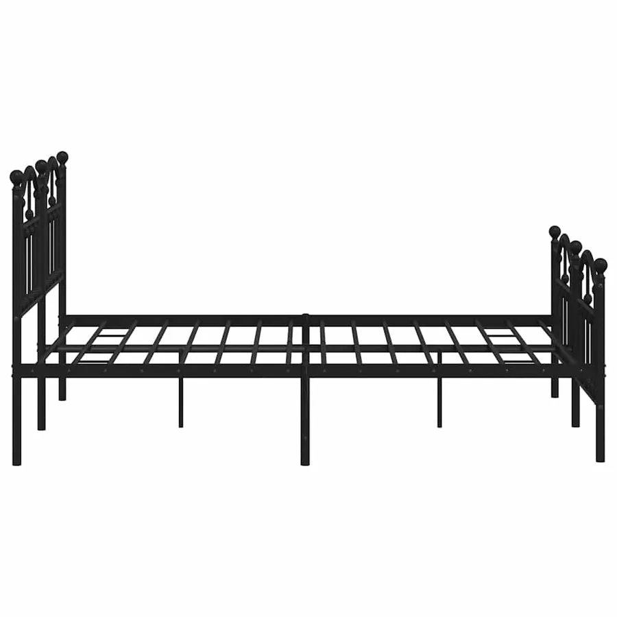 Cadre de lit métal sans matelas avec pied de lit noir 140x190cm - 6