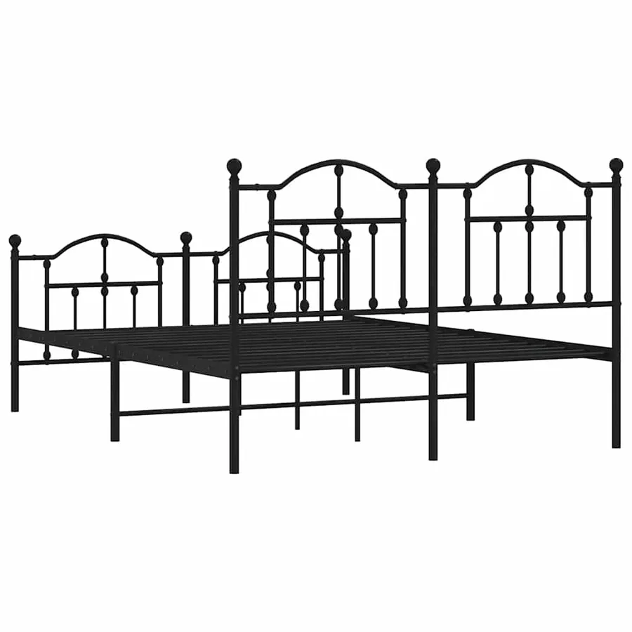 Cadre de lit métal sans matelas avec pied de lit noir 140x190cm - 7