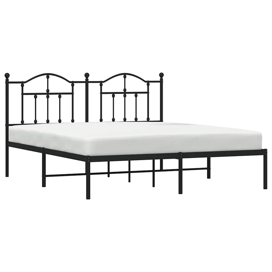Cadre de lit métal sans matelas et tête de lit noir 180x200 cm - 4