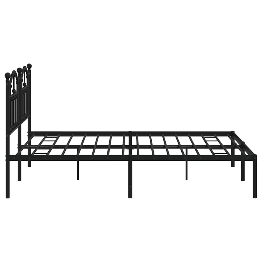 Cadre de lit métal sans matelas et tête de lit noir 180x200 cm - 6