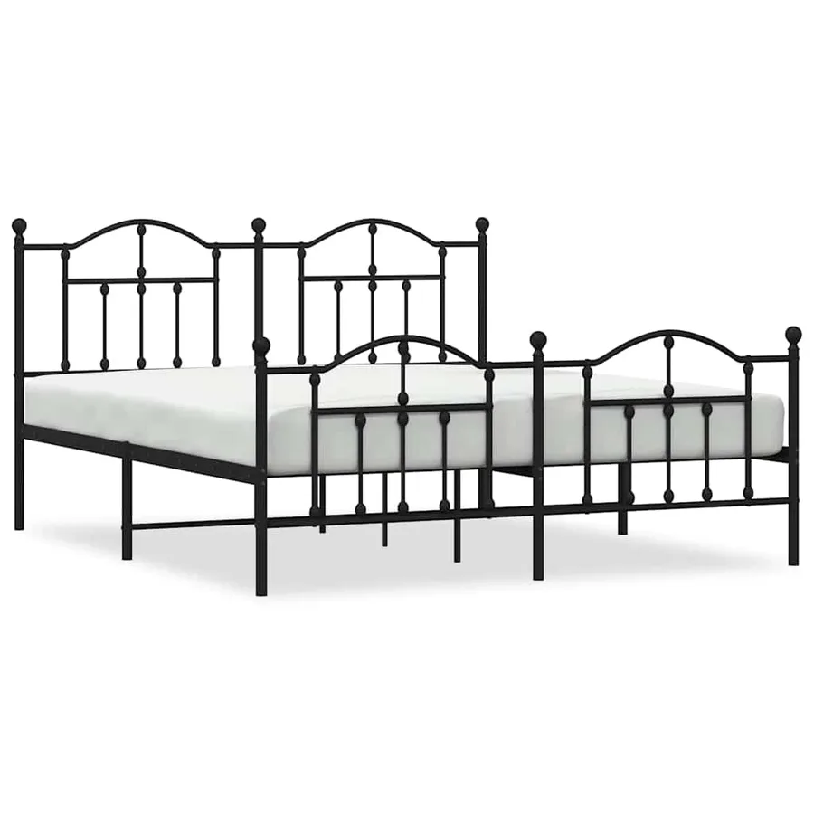 Cadre de lit métal sans matelas avec pied de lit noir 183x213cm - 2