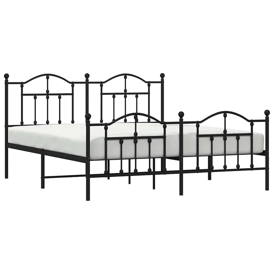 Cadre de lit métal sans matelas avec pied de lit noir 183x213cm - 5