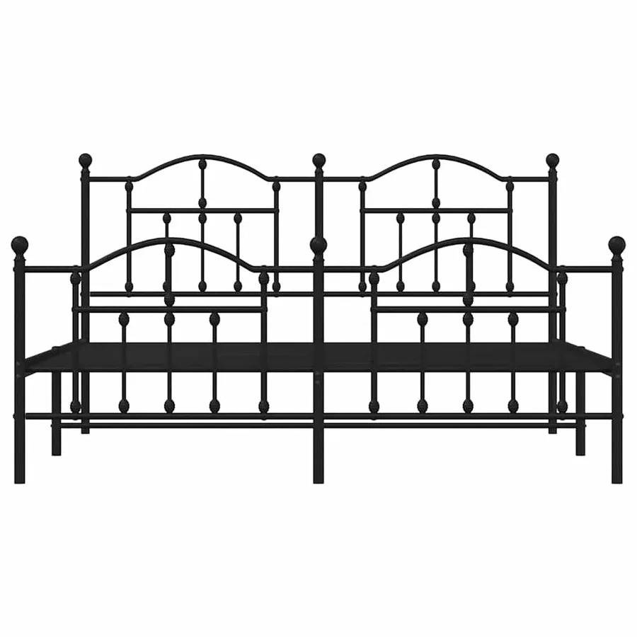 Cadre de lit métal sans matelas avec pied de lit noir 183x213cm - 6
