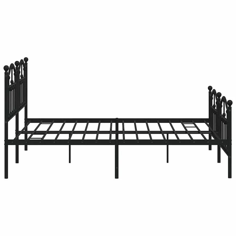 Cadre de lit métal sans matelas avec pied de lit noir 183x213cm - 7