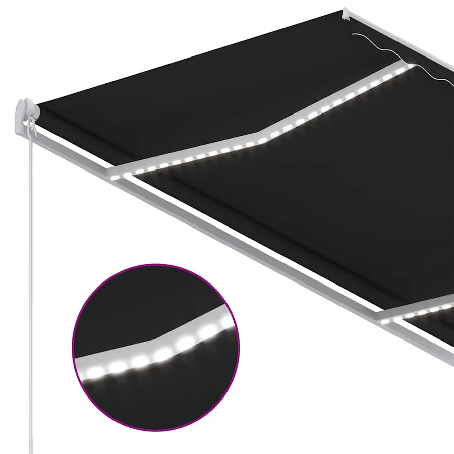 Auvent manuel rétractable avec LED 300x250 cm Anthracite - 4