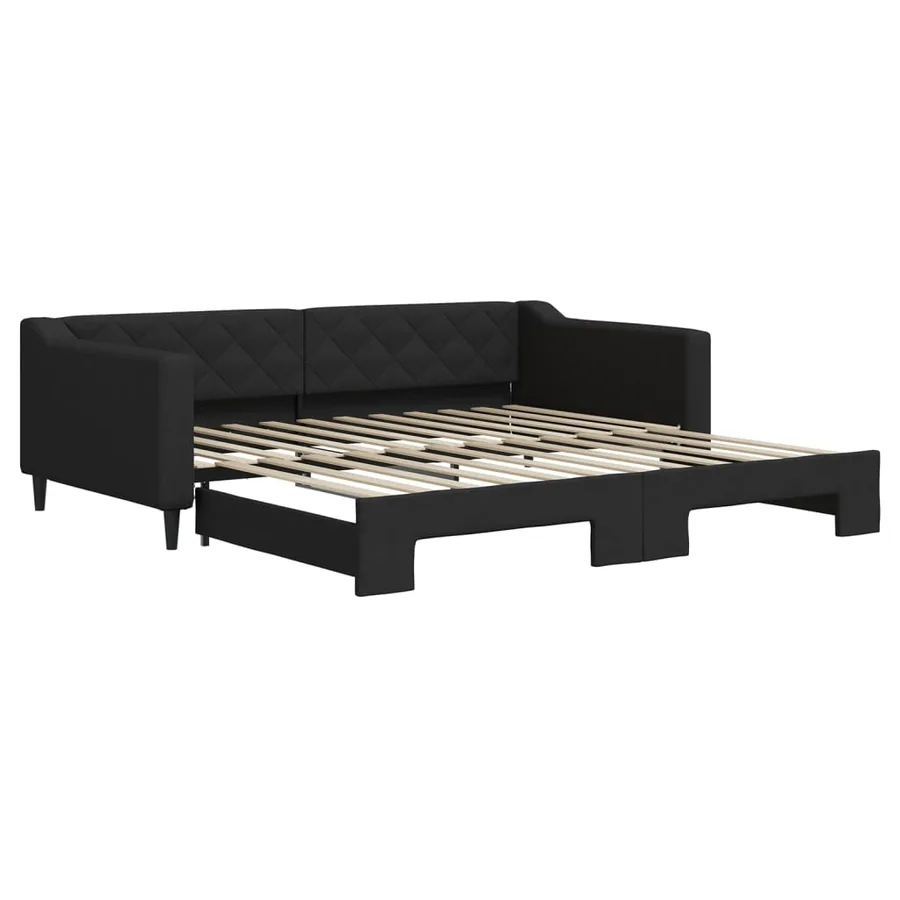 Lit de jour avec gigogne sans matelas noir 100x200 cm - 2