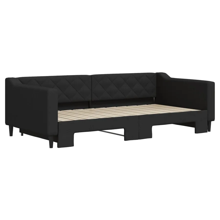 Lit de jour avec gigogne sans matelas noir 100x200 cm - 3