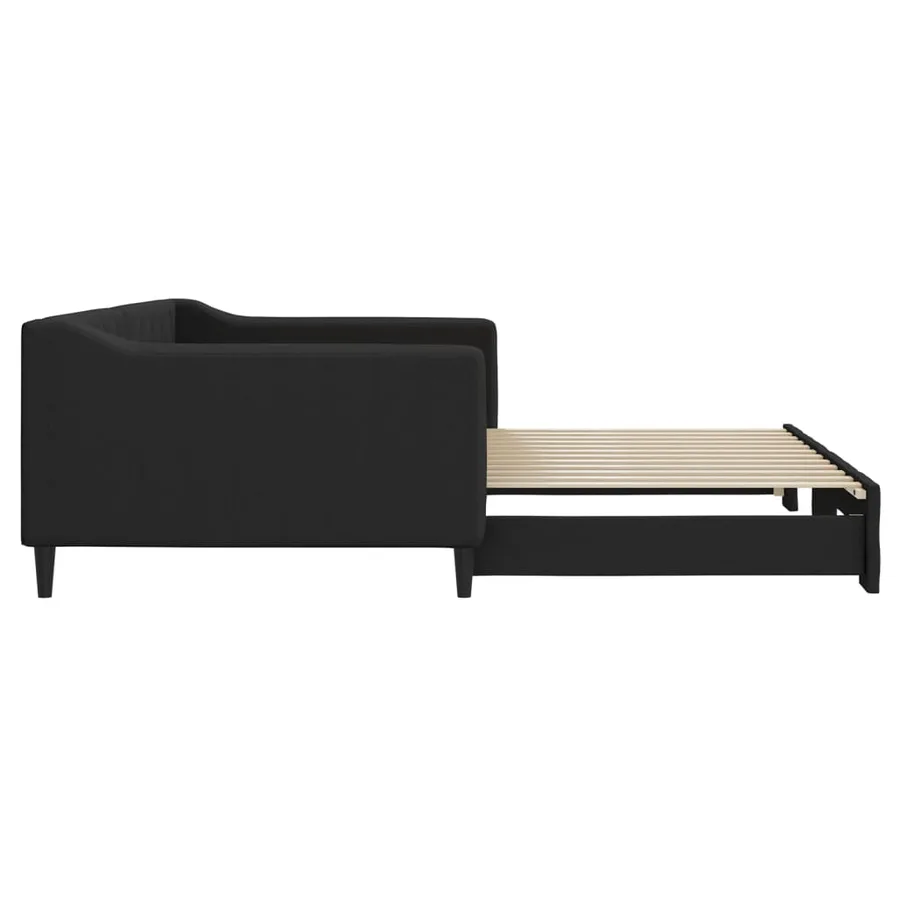 Lit de jour avec gigogne sans matelas noir 100x200 cm - 8