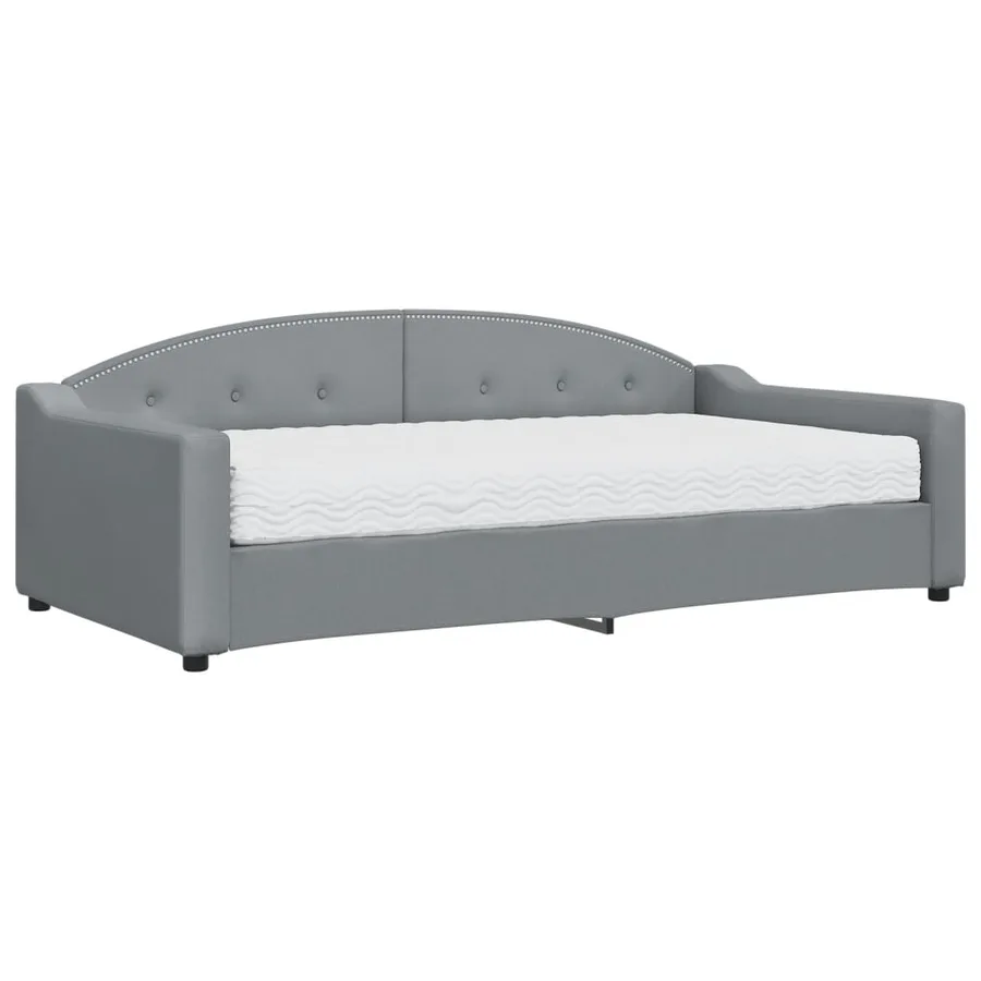 Lit de jour avec matelas gris clair 100x200 cm tissu - 2
