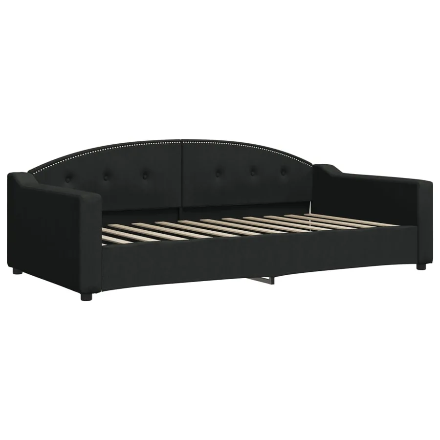 Lit de jour avec gigogne et matelas noir 100x200 cm tissu - 4