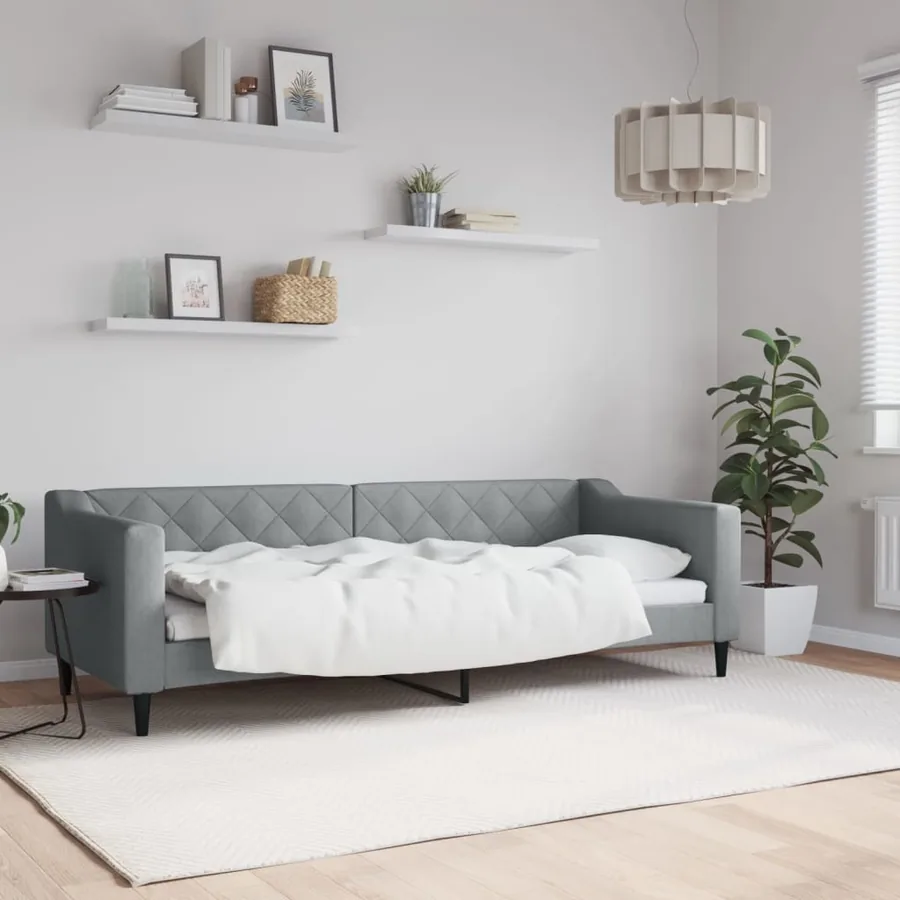 Lit de repos sans matelas gris clair 80x200 cm tissu