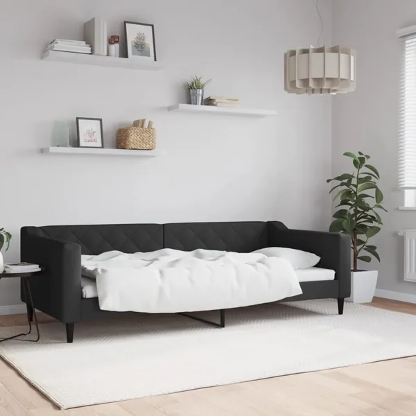 Lit de repos sans matelas noir 90x200 cm tissu