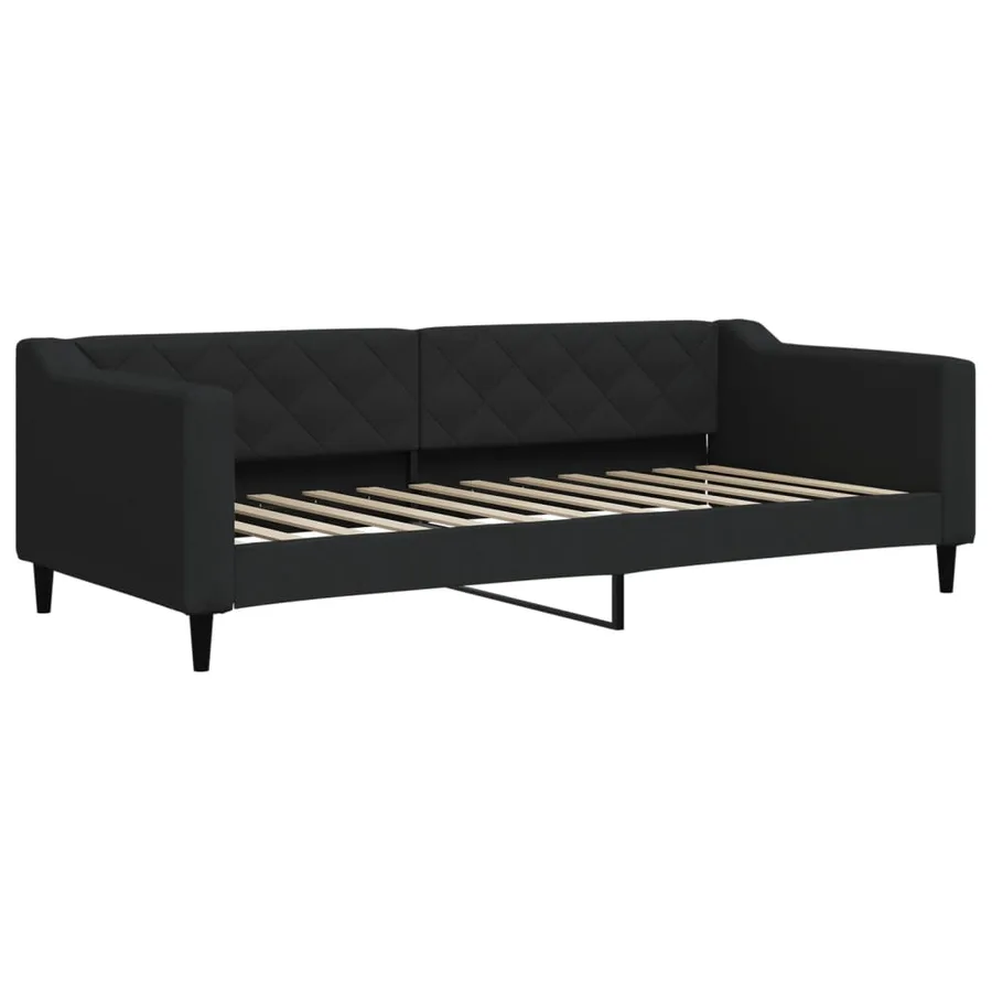 Lit de jour avec matelas noir 90x200 cm tissu - 3