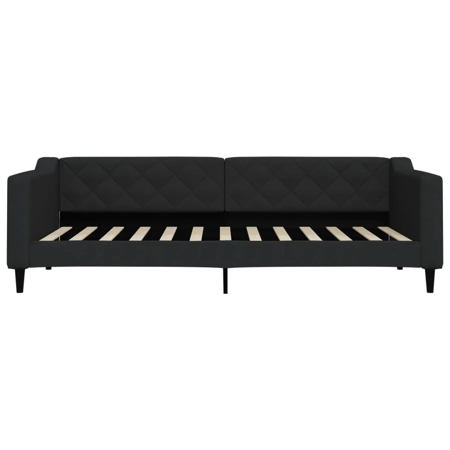 Lit de jour avec matelas noir 90x200 cm tissu - 4