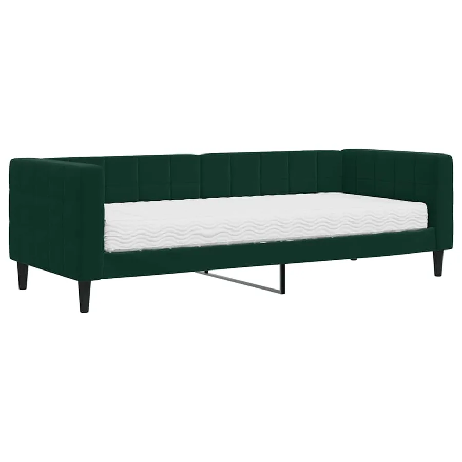 Lit de jour avec matelas vert foncé 80x200 cm velours - 2