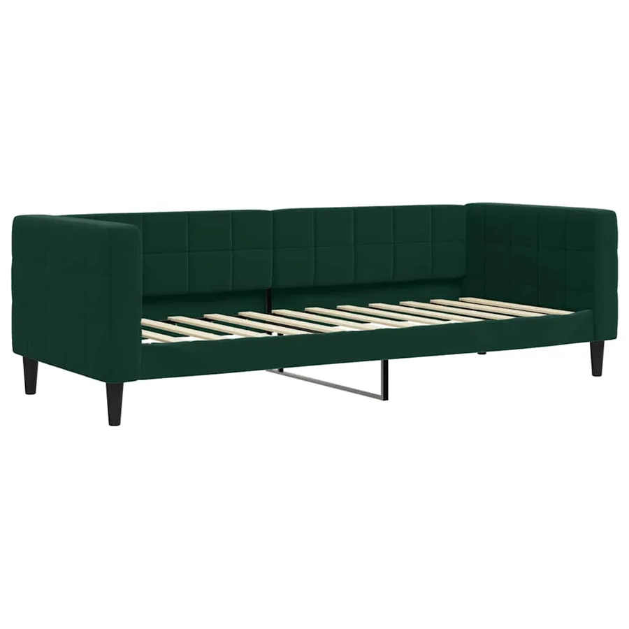 Lit de jour avec matelas vert foncé 80x200 cm velours - 3